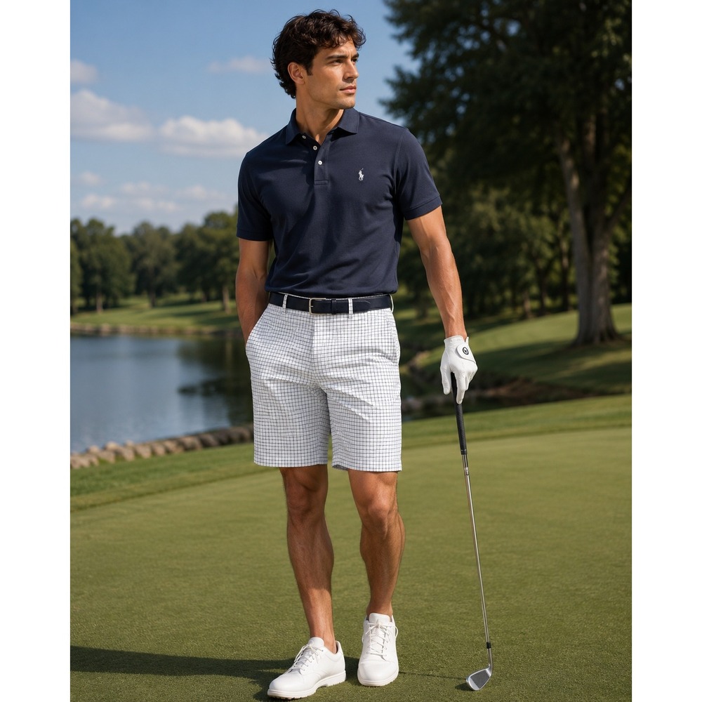 PGA Tour Mens Golf Shorts Windowpane Plaid Size 38 Herringbone Texture